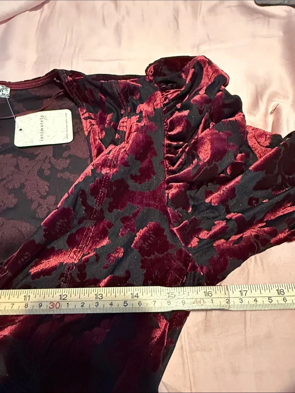 Free People Bodysuit Midnight Combo Magic Hour Velvet Long Sleeves M Wine NWT